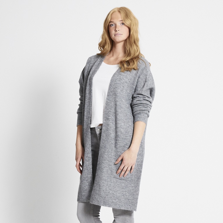 Basic knit long cardigan "Carrie" Dk Grey melange